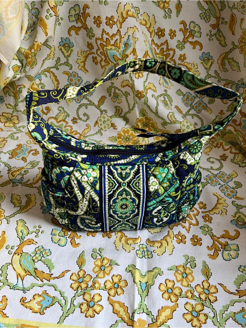 Vera Bradley Rhythm & Blue Pattern Quilted Shoulder Bag